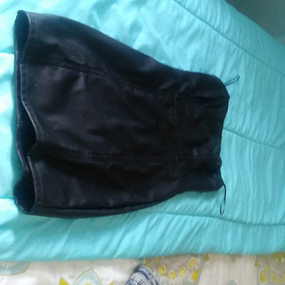 Faux leather strapless